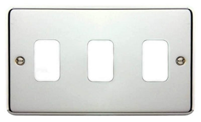 Deta G3343 Grid Switch Cover Plate - 3 Gang (Polished Chrome)