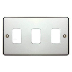 Deta G3343 Grid Switch Cover Plate - 3 Gang (Polished Chrome)