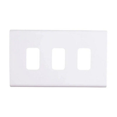 Deta G3373WH Slimline Screwless 3 Gang Grid Front Plate