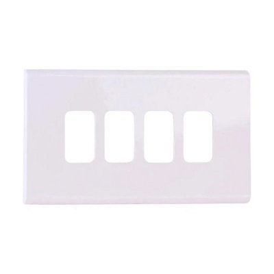 Deta G3374WH Slimline Screwless 4 Gang Grid Front Plate