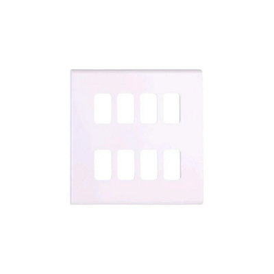 Deta G3376WH Slimline Screwless 8 Gang Grid Front Plate