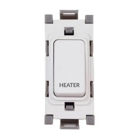 Deta G3563 Grid Switch 20 Amp Double Pole marked Heater (White)