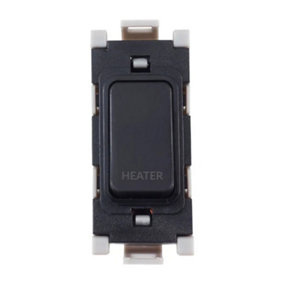 Deta G3563BK Grid Switch 20 Amp Double Pole marked Heater (Black)