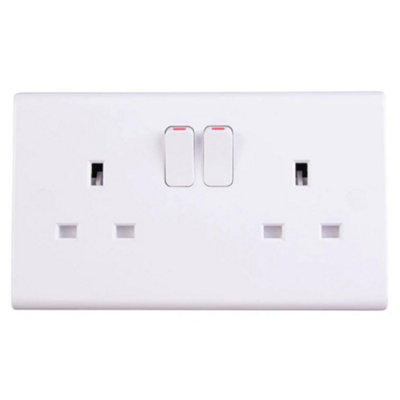 Deta S1209SDP Slimline Switch Socket Outlet 2 Gang / Double / Twin DP 13 Amp