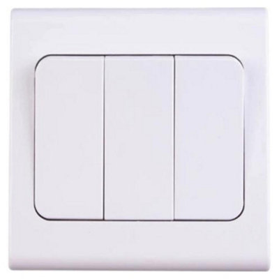 Deta S1347 Slimline Wide Rocker Light Switch SP 10 Amp - 3 Gang 2 Way