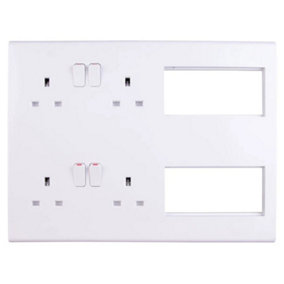 Deta S1985 Slimline Multimedia Lounge Plate with 4 x 13A Sockets + 8 Euromodule Spaces