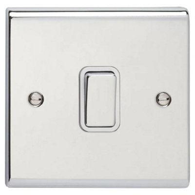 Deta SD1203CHW Slimline Décor Light Switch 10 Amp 1 Gang 2 Way (Polished Chrome / White Insert)