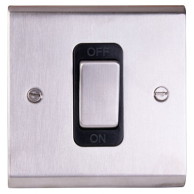 Deta SD1300SCB Double Pole Switch - 45 Amp (Satin Chrome / Black)
