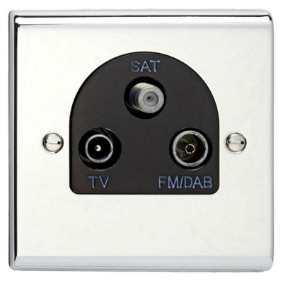 Deta SD1340CHB TV / FM (DAB) /SAT Triplexer Outlet (Polished Chrome ...