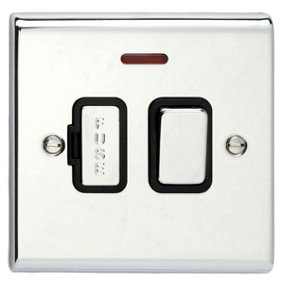 Deta SD1371CHB Switched Connection Unit with Neon - 13 Amp (Polished Chrome /  Black Insert)