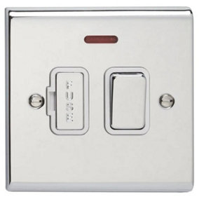 Deta SD1371CHW Slimline Décor Switched Fused Connection Unit with Neon 13A (Polished Chrome /  White Insert)