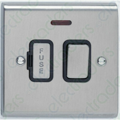 Deta SD1371SSB Spur Connection Unit 13 Amp Switched with Neon (Stainless Steel / Black Inserts)