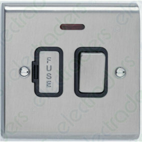 Deta SD1371SSB Spur Connection Unit 13 Amp Switched with Neon (Stainless Steel / Black Inserts)