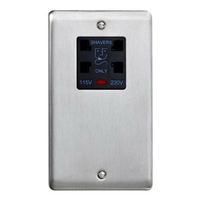 Deta VE1305SSB Shaver Socket Dual Voltage 230/115V (Stainless / Black)