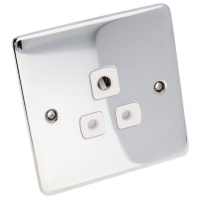 DETA VE1331CHW Single 5A Round Plug Power Outlet Wall Faceplate Chrome ...