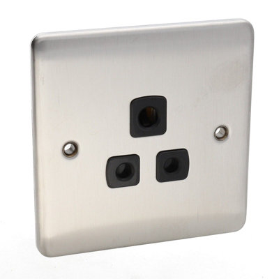 DETA VE1331SSB Single 5A Round Plug Power Outlet Wall Faceplate ...