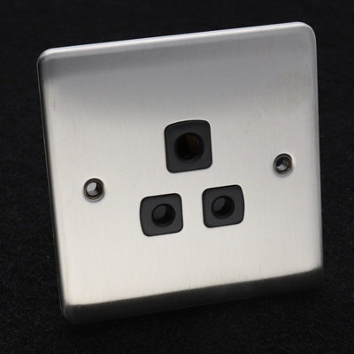 DETA VE1331SSB Single 5A Round Plug Power Outlet Wall Faceplate ...