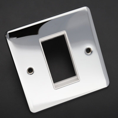 DETA VE1421CHW 1G Single Euro Module Insert Wall Faceplate Chrome White