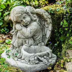 Detailed Guardian Angel Girl Memorial Stone