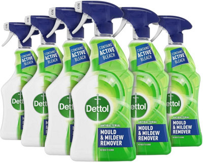 Dettol Antibacterial Mould Spray and Mildew Remover, Removes Ingrained Mould Stains from Walls, Tiles & Windows, 750ml, Pack of 6