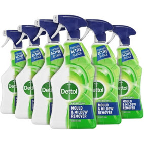 Dettol Antibacterial Mould Spray and Mildew Remover, Removes Ingrained Mould Stains from Walls, Tiles & Windows, 750ml, Pack of 6