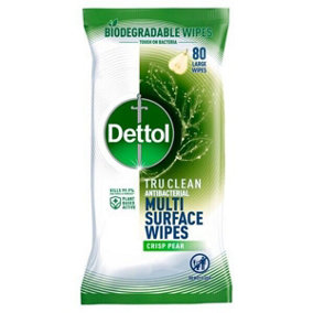 Dettol Antibacterial Multi Surface Wipes Tru Cleaner Crisp Pear 80 Wipes