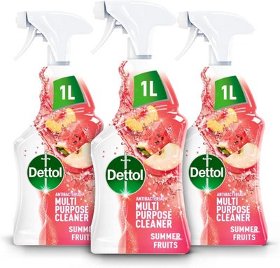 Dettol Antibacterial Multipurpose Cleaning Spray, Summer Fruits Fragrance, Multipack 1L x 3