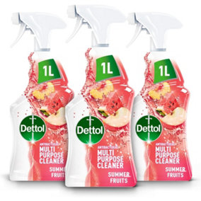 Dettol Antibacterial Multipurpose Cleaning Spray, Summer Fruits Fragrance, Multipack 1L x 3