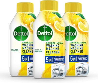 Dettol Antibacterial Washing Machine Cleaner, Removes Limescale, Dirt & Bad Odours, Lemon Breeze, Pack of 3 x 250ml