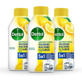 Dettol Antibacterial Washing Machine Cleaner, Removes Limescale, Dirt & Bad Odours, Lemon Breeze, Pack of 3 x 250ml