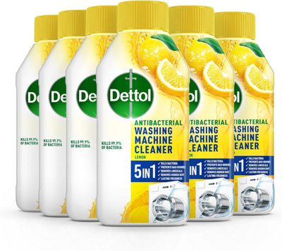 Dettol Antibacterial Washing Machine Cleaner, Removes Limescale, Dirt & Bad Odours, Lemon Breeze , Pack of 6 x 250ml