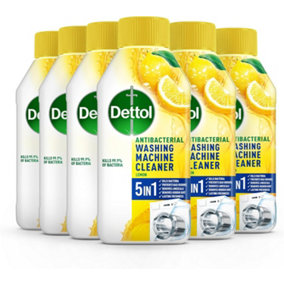 Dettol Antibacterial Washing Machine Cleaner, Removes Limescale, Dirt & Bad Odours, Lemon Breeze , Pack of 6 x 250ml