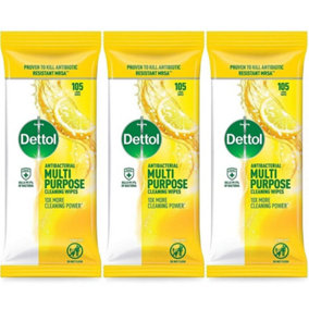 Dettol Multipurpose Cleaning Wipes Citrus 105W Pack of 3