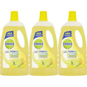 Dettol Power and Fresh Floor Cleaner Lemon, 1L (Pack of 3)