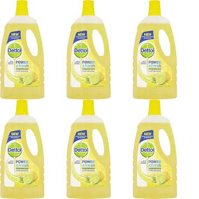 Dettol Power and Fresh Floor Cleaner Lemon, 1L (Pack of 6)