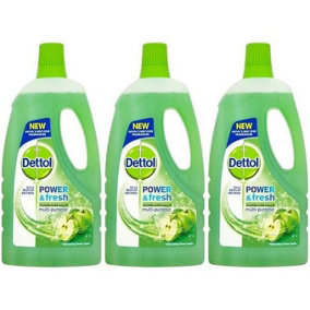 Dettol Power and Fresh Multi Purpose Cleaner, Refreshing Green Apple, 1L (Pack of 3)