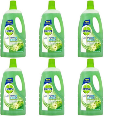 Dettol Power and Fresh Multi Purpose Cleaner, Refreshing Green Apple, 1L (Pack of 6)