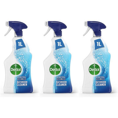 Dettol Power and Pure Antibacterial Bathroom Cleaner Spray 1 L (Pack of 3)