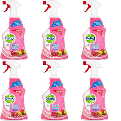 Dettol Power Fresh Pomegranate Antibacterial Multi Purpose Trigger Spray 1 Litre (Pack of 6)