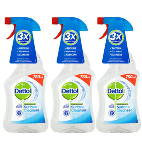 Dettole Surface Cleaning Spray Antibacterial Multipurpose 750ml x 3