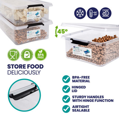DEUBA 4x 30 Litre Storage Boxes with Lids, Removable Wheels, Click Lock ...