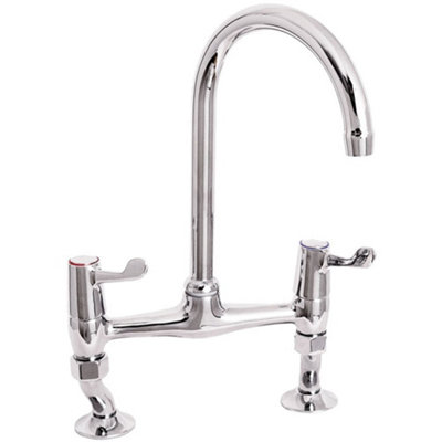 Deva DLT305B Lever Bridge Kitchen Mixer Tap Chrome Polished Dual Lever ...