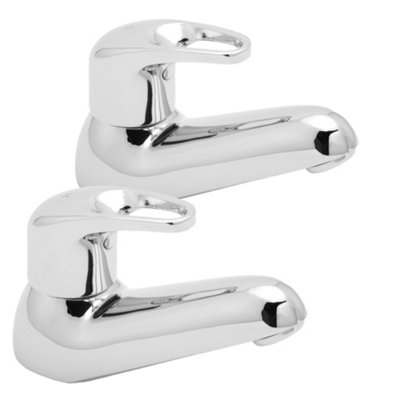 Deva Lace Modern Bath Taps Pair - In Chrome - Single Lever Bathtub Filler Hot & Cold Tap