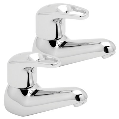 Deva Lace Modern Bathroom Basin Taps Pair - Chrome - Toilet Sink Hot & Cold Tap