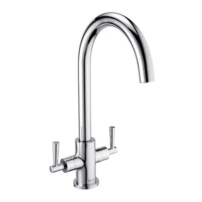 Deva Nelson Mono Kitchen Sink Mixer Tap Chrome Dual Lever Swivel Spout ...
