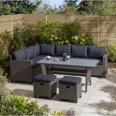Devesa Garden Rattan Corner Dining Set 8 Seater Grey