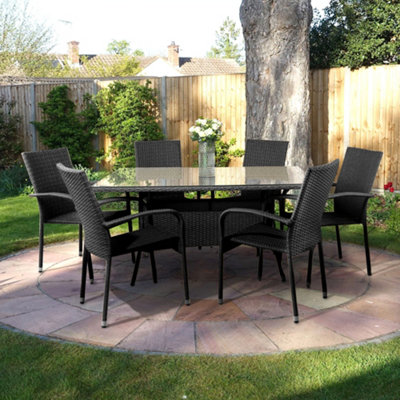 Grey rattan 6 seater best sale dining set