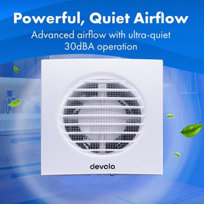 Devola 100mm Axial Extractor Fan with Humidity Sensor, 4 Inch Bathroom ...