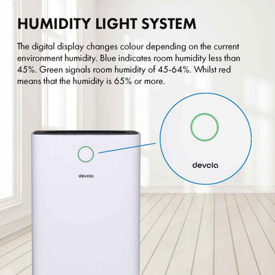 Devola 12L Dehumidifier WiFi Enabled Digital Display Low Energy Portable Electric Compressor for Home Laundry Drying Mode - 5