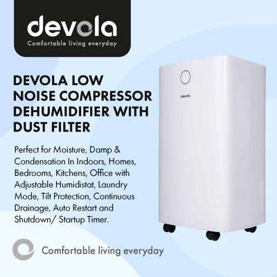 Devola 12L Dehumidifier WiFi Enabled Digital Display Low Energy Portable Electric Compressor for Home Laundry Drying Mode - 8